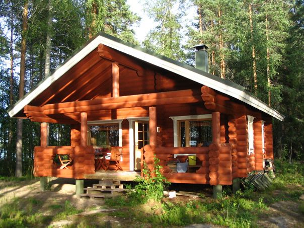 Дом с баней из бревна 6х8 м 48 м²